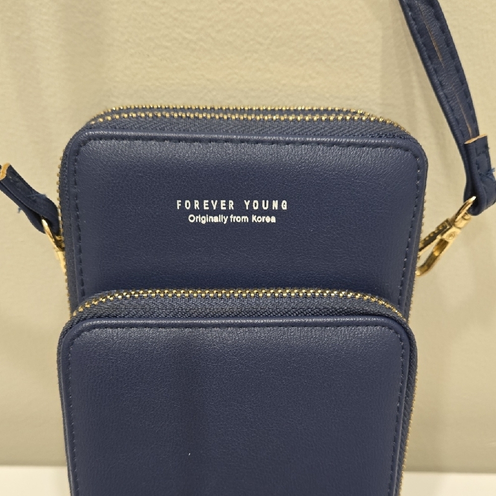 Navy Crossbody Bag with Gold Accents - Picture 4 of 12
